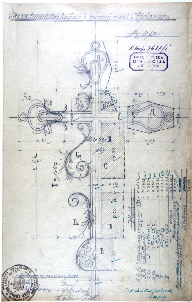 Bjelovar - križ župne crkve sv. Terezije Avilske 1921. inv. br. B1
