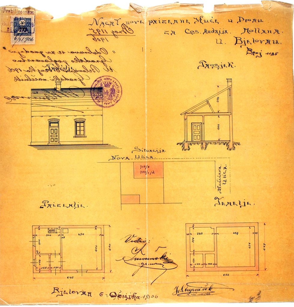 1906. kuća Andrije Mollana u Bjelovaru, inv. br. 1195