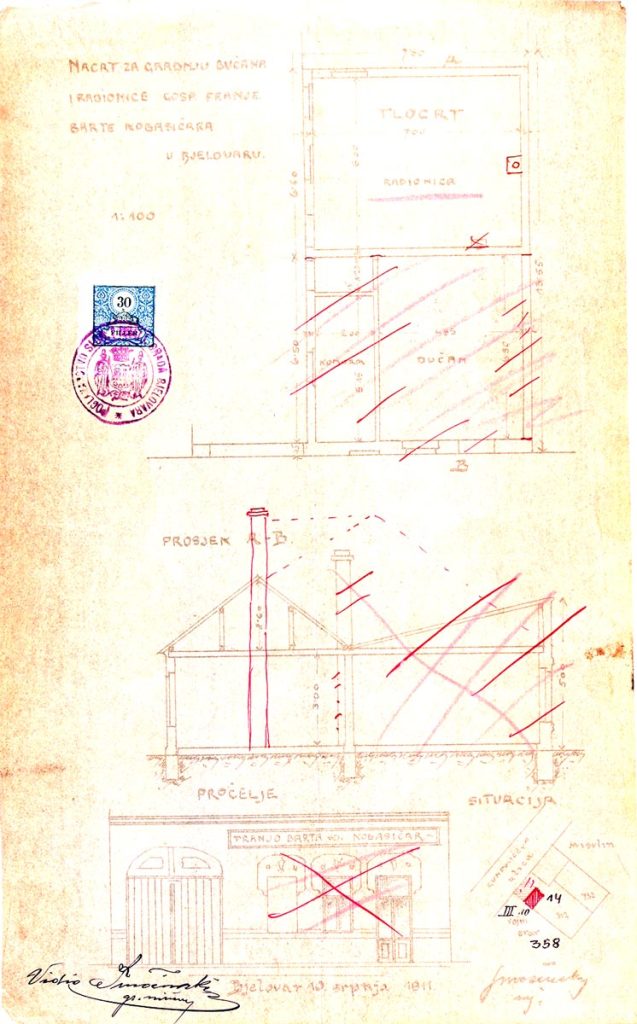 1911. dućan i radiona Franje Barte, danas u Gundulićevoj ulici, inv. br. 7620