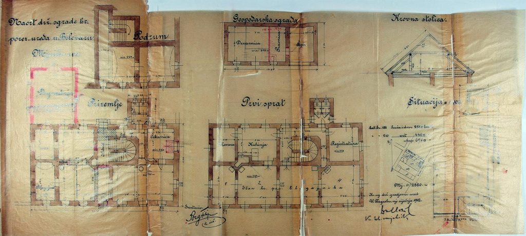 1912. zgrada kraljevskog poreznog ureda u Bjelovaru, danas ugao I. V. Trnskog i Zrinskog inv. br.