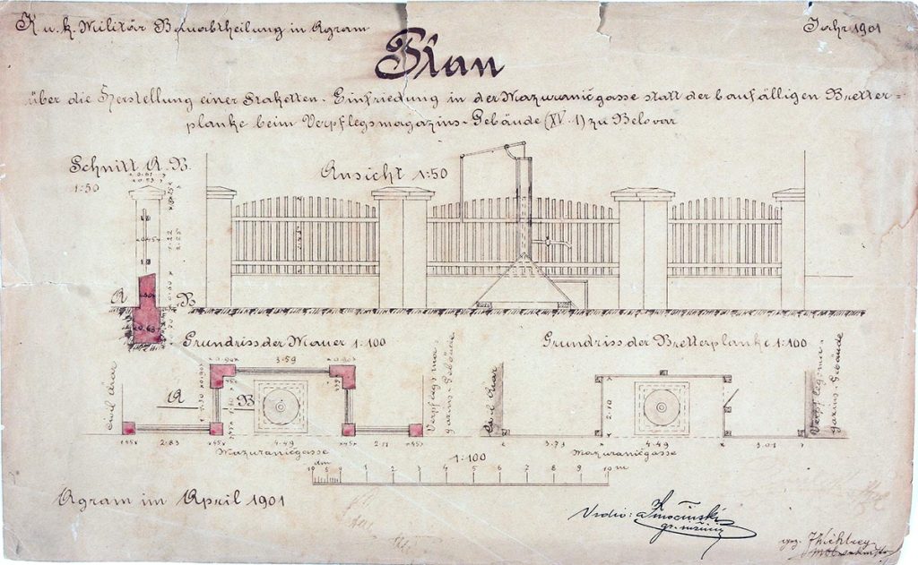 1901. ograda u Mażuranićevoj ulici, inv. br. bb