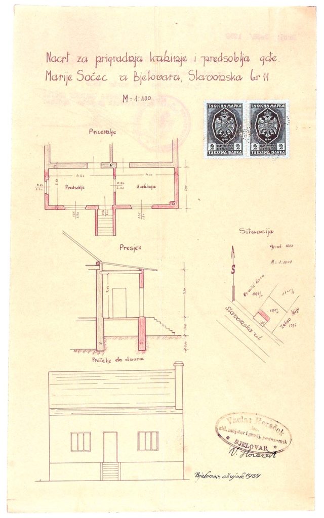 1939. pregradnja kuće Marije Sočec na Slavonskoj cesti, inv. br. 3068